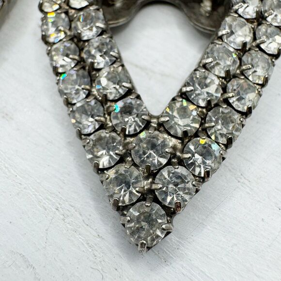 Vintage Sparkling Rhinestone Shoe Clips Large Teardrop Shape - Picture 9 of 11